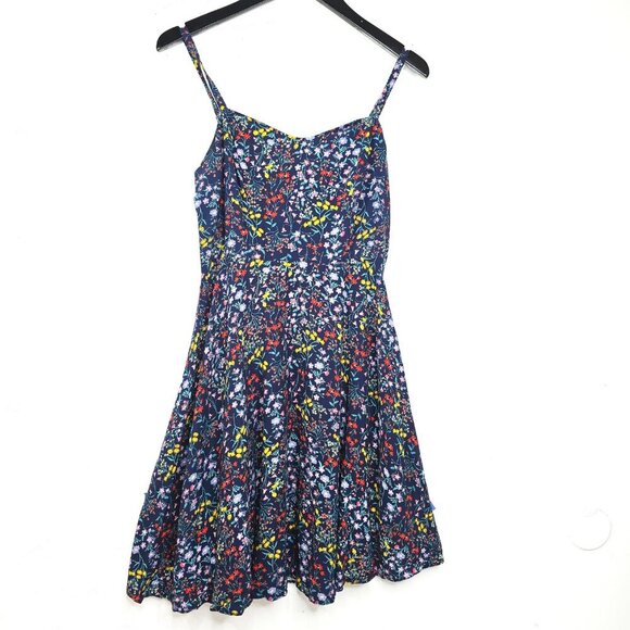Old Navy Blue Cami Fit and Flare Embroidered Print Floral Sun Dress Smocked - Picture 2 of 9